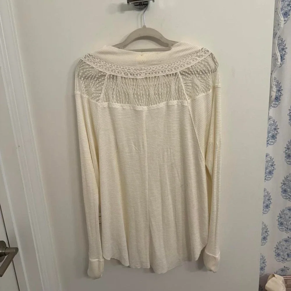 Free People cream thermal lace top — brand new with tags